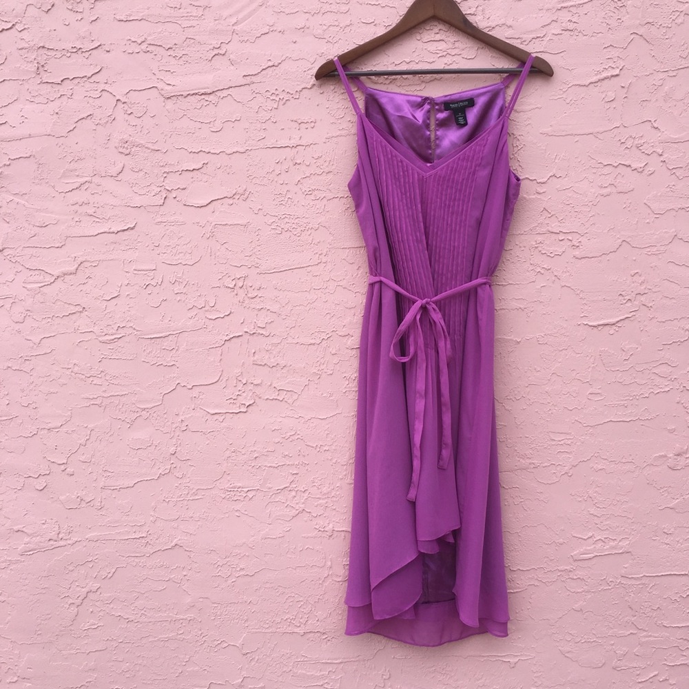 White House Black Market Fuchsia Pintuck Sleeveless High Low Dress Size 12